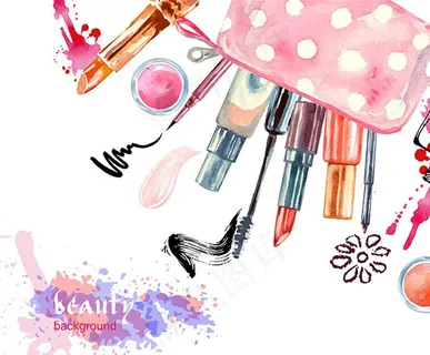 手绘化妆品插画矢量素材图片