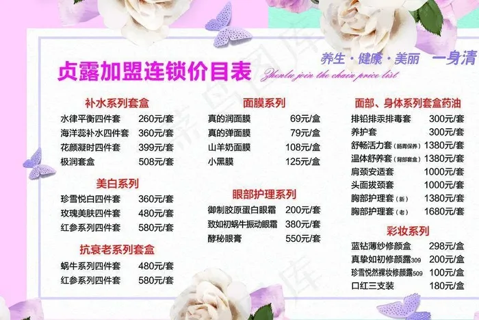 美容院价格表图片(7087X4724(DPI:150))psd模版下载