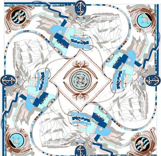 数码印花 方巾 帆船 链子图片