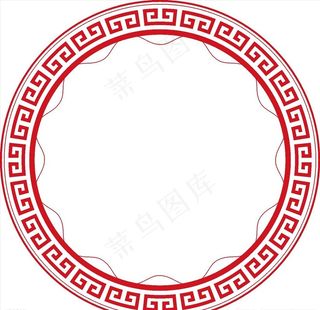 中国风红色回纹圆形边框矢量图片