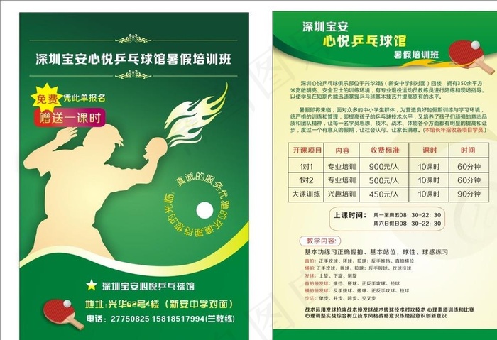 乒乓球培训宣传单图片cdr矢量模版下载