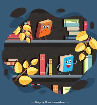 创意书架上 的笑脸书籍图片