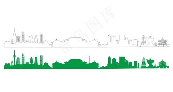 西安建筑简笔画图片