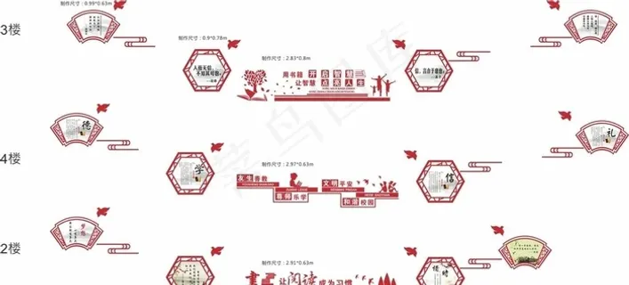 学校图书馆楼梯口PVC雕刻画面图片