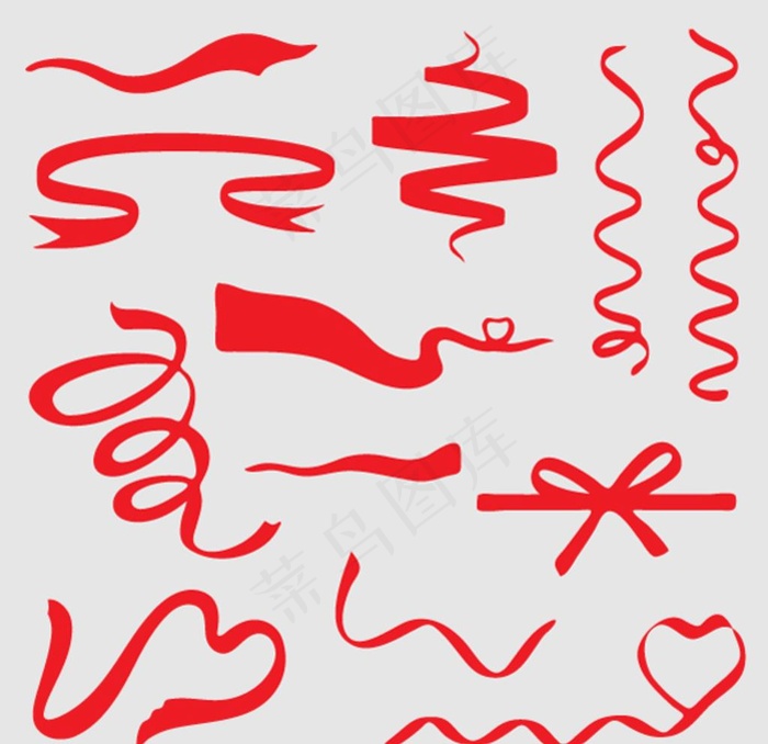 红丝带矢量剪影素材图片