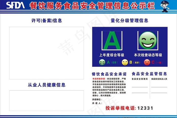 食药监餐饮公示牌图片cdr矢量模版下载