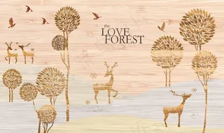 蒲公英 鹿 背景墙图片