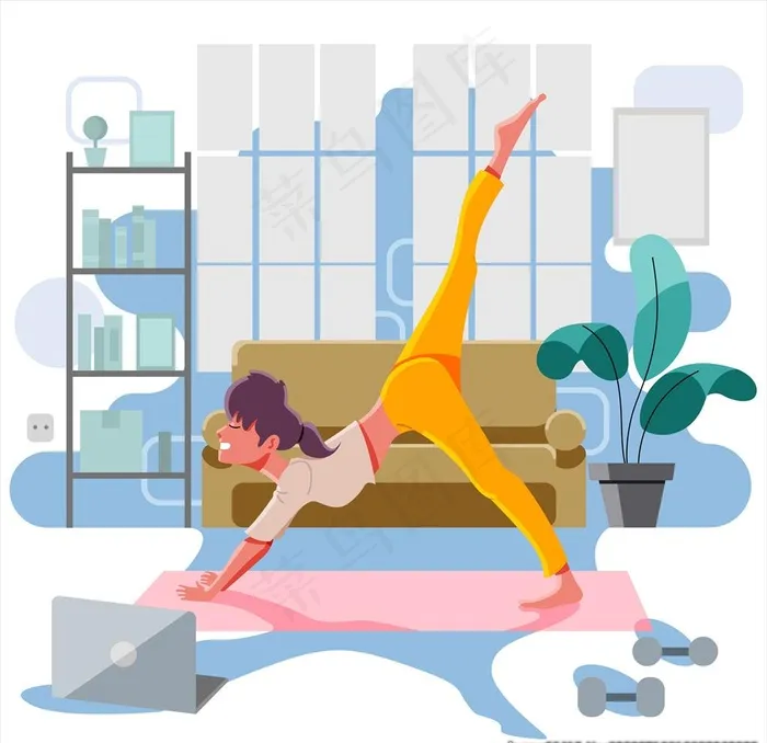 练瑜伽图片ai矢量模版下载