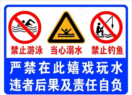 严禁禁止玩水标识图片