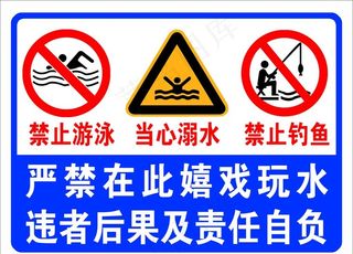 严禁禁止玩水标识图片