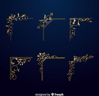6款金色花纹花边矢量图片