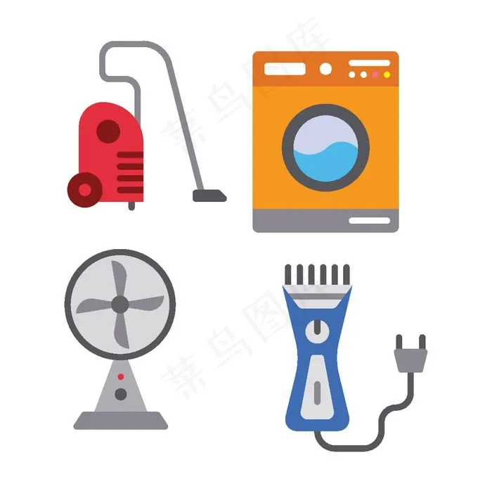 卡通家用电器图片ai矢量模版下载