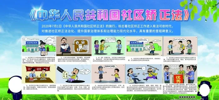 社区矫正漫画图片(13701X6673(DPI:150))psd模版下载