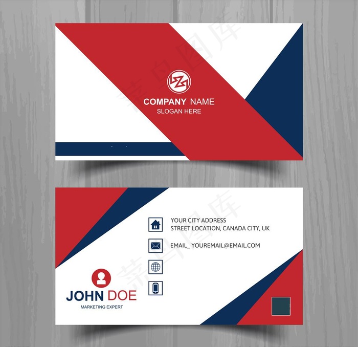 红蓝商务名片图片