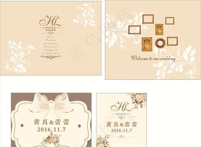 香槟色婚礼图片cdr矢量模版下载
