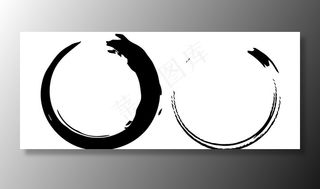 水墨圆圈笔触笔划中国风毛笔圆环图片