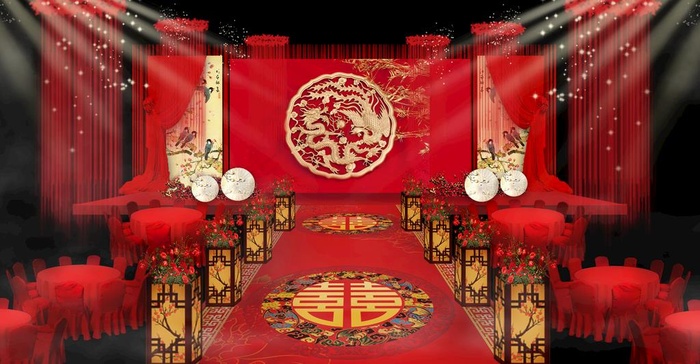 中式婚礼 效果图图片psd模版下载