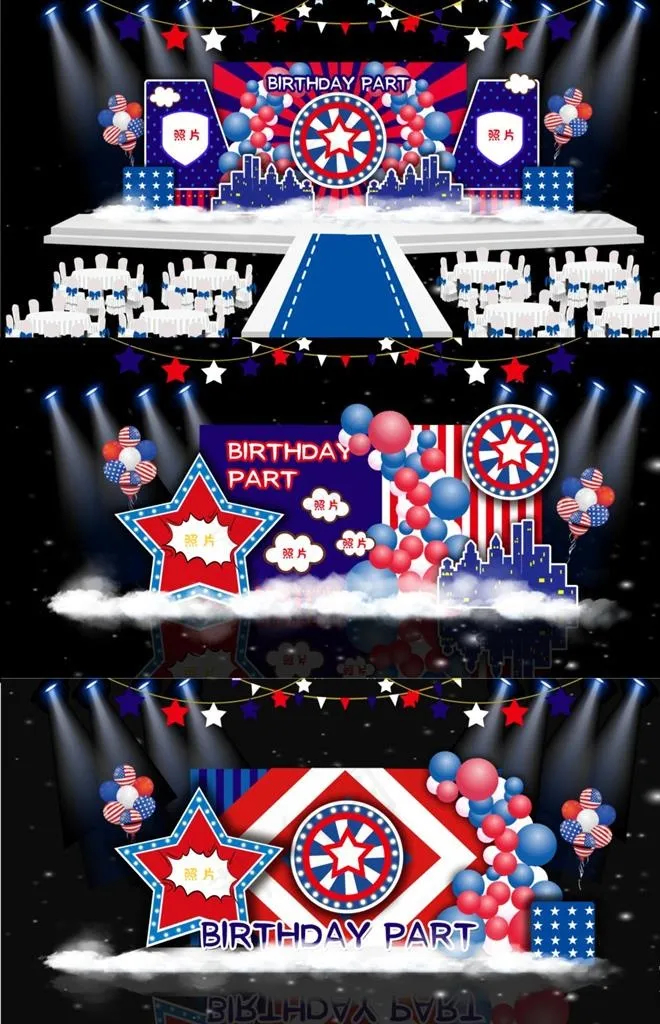 美国主题宝宝生日宴效果图图片(7087X3543(DPI:300))psd模版下载