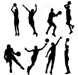 矢量篮球运动员剪影图片