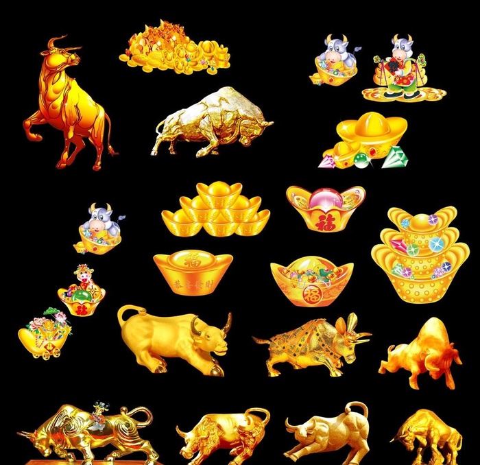 金牛 金元宝图片psd模版下载