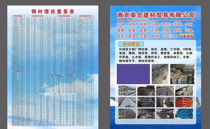 钢材理论重量表图片(210X297)cdr矢量模版下载