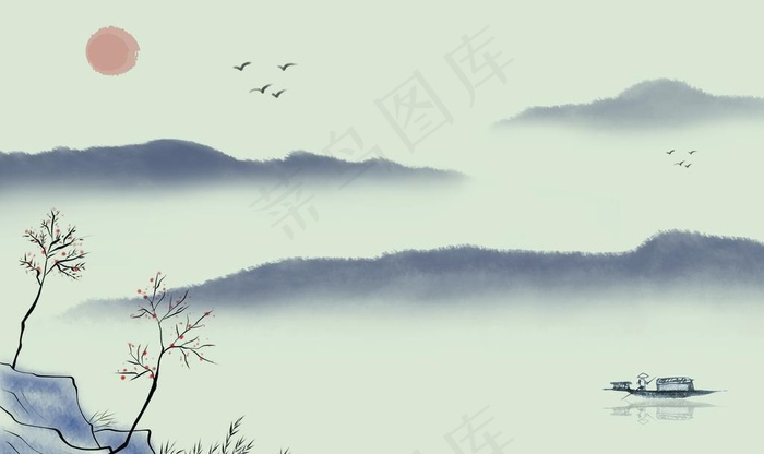 古风背景图片(9071X5669(DPI:72))psd模版下载
