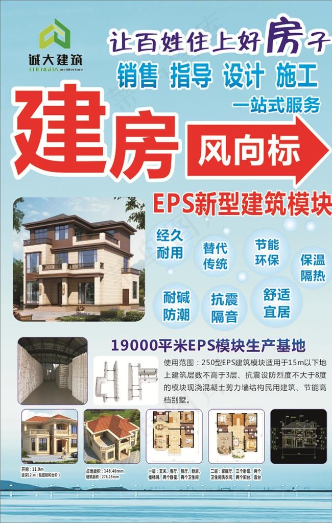 建房 房地产 蓝色 风向标图片(600X900)cdr矢量模版下载