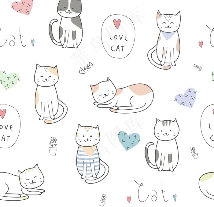 无缝卡通动物图片