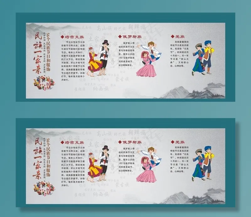 少数民族展板图片cdr矢量模版下载