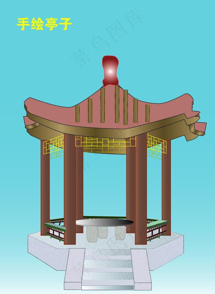 手绘亭子图片