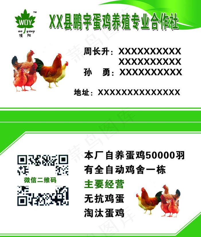 蛋鸡养殖绿色名片图片psd模版下载