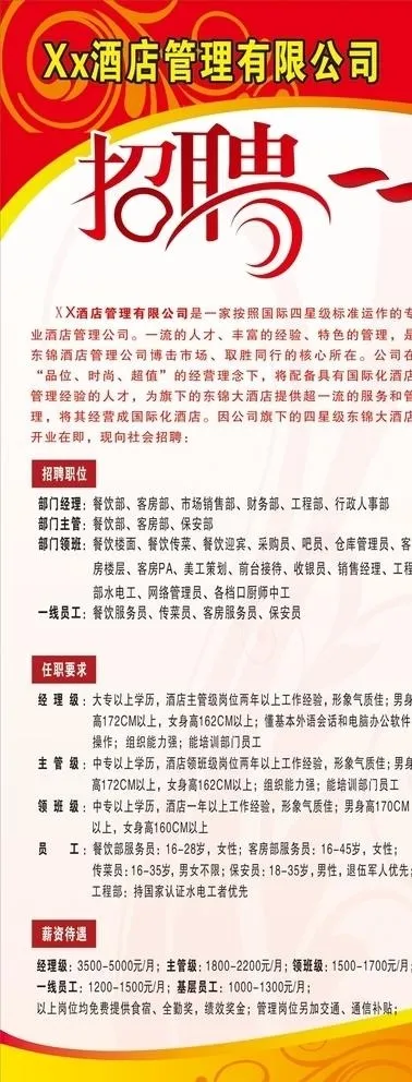 招聘海报 招聘易拉宝 酒店招聘图片