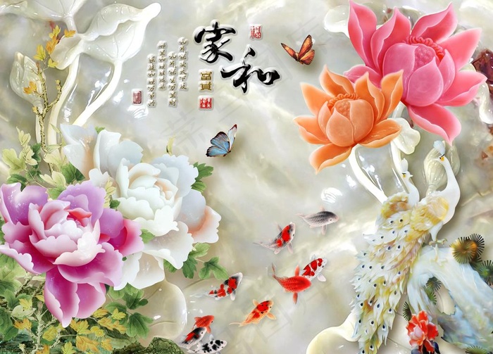 玉雕背景墙图片