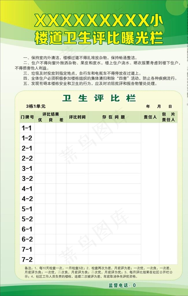 卫生评比栏图片cdr矢量模版下载