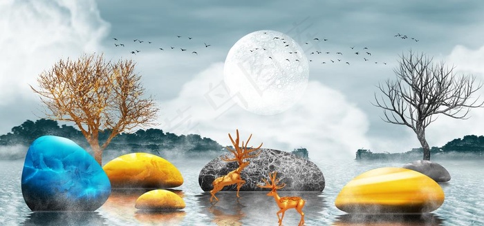 中式背景墙 中式背景素材 背景图片(14173X7087(DPI:150))psd模版下载