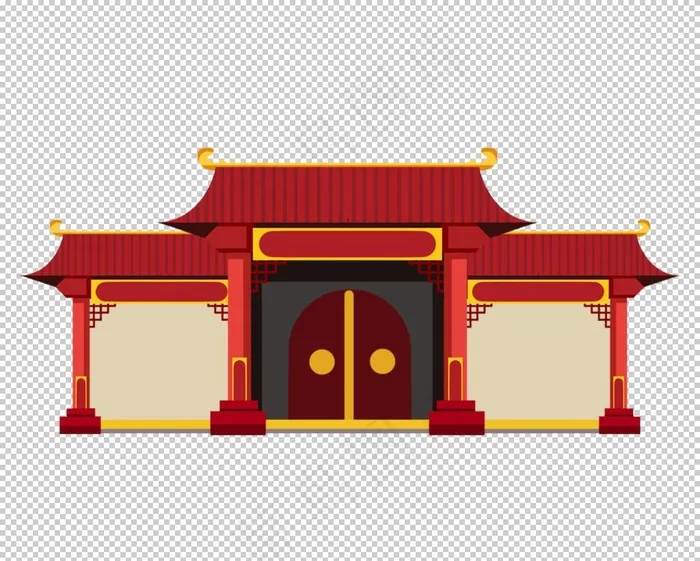 手绘古建筑图片