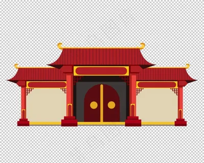 手绘古建筑图片