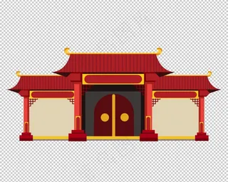 手绘古建筑图片