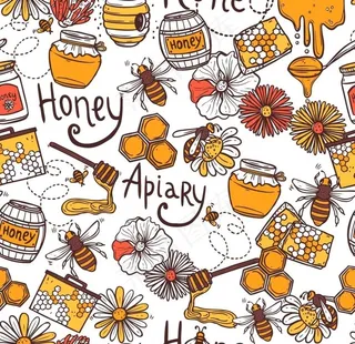 蜜蜂矢量无缝图案图片