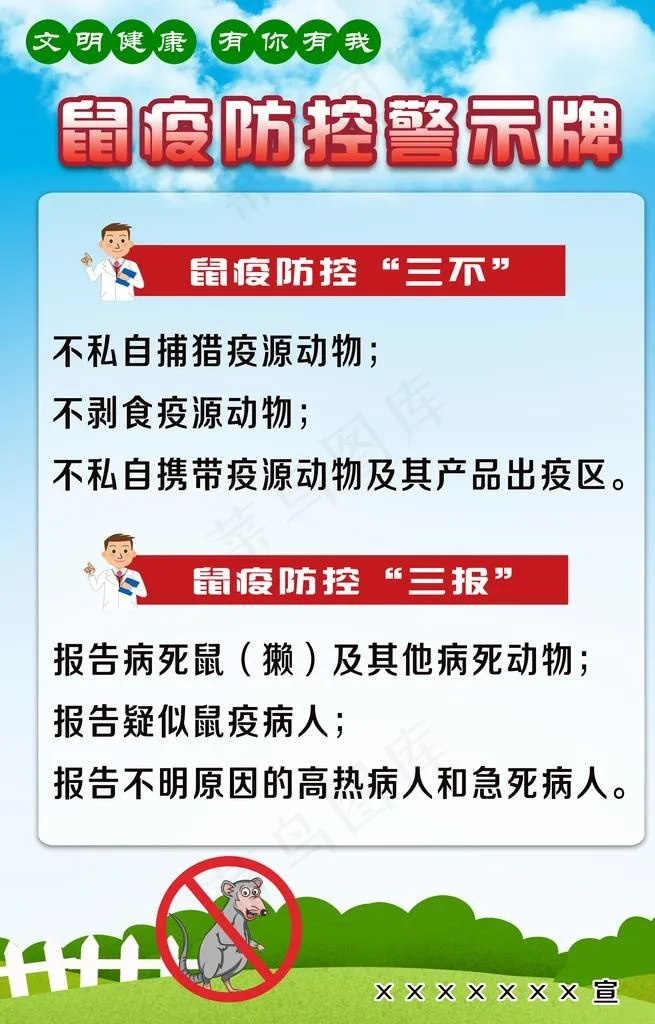 鼠疫防控警示牌图片(3367X5020(DPI:150))psd模版下载