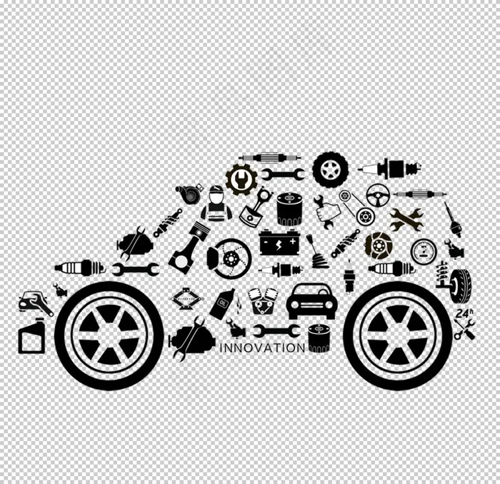 汽车维修保养工具图标组合轿车图图片