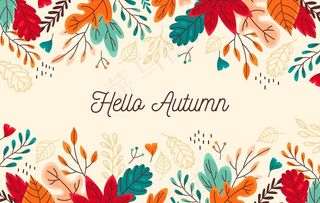 秋天绘画树叶素材图片