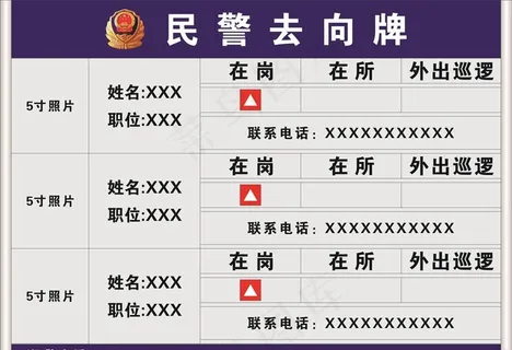 民警去向牌图片