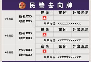民警去向牌图片