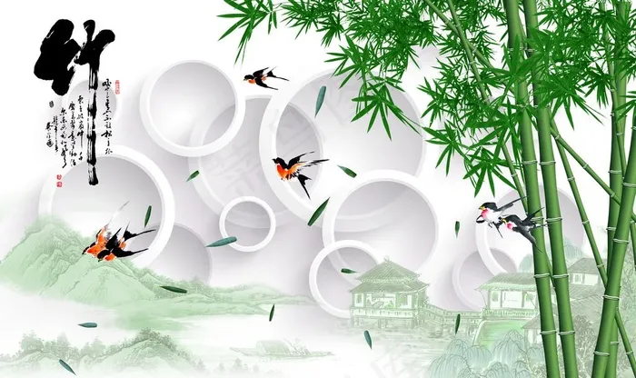 竹子电视背景墙图片(9071X5669(DPI:72))psd模版下载