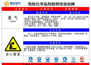 氩气特性告知牌图片