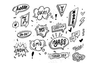 漫画手绘涂鸦对话框素材图片