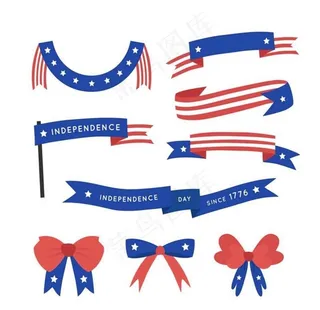 手绘独立日彩和蝴蝶结图片