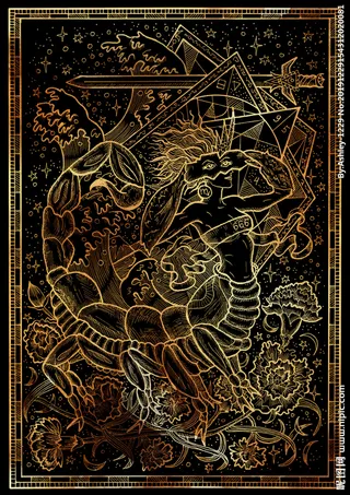 金色金属十二星座底纹背景图片