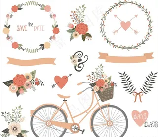 唯美  自行车 花环图片